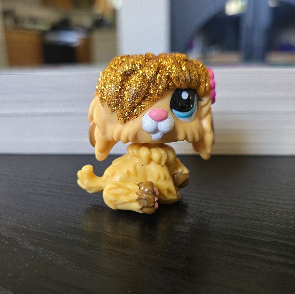 Littlest Pet Shop LPS #2518 Gold Glitter Sparkle Sheepdog  Shaggy